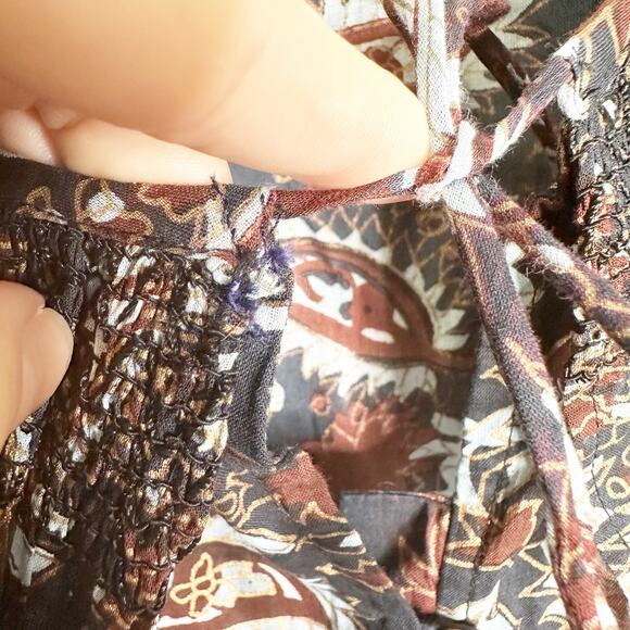 Cleobella Womens Top Jillian Blouse Button Up Ruffle Avalon Block Brown Size XS - Picture 8 of 11